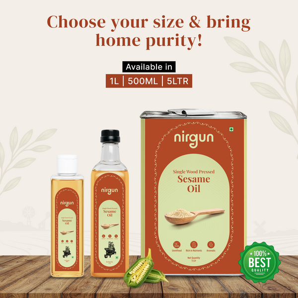 Wood-Pressed White Sesame Oil (Cold Pressed)